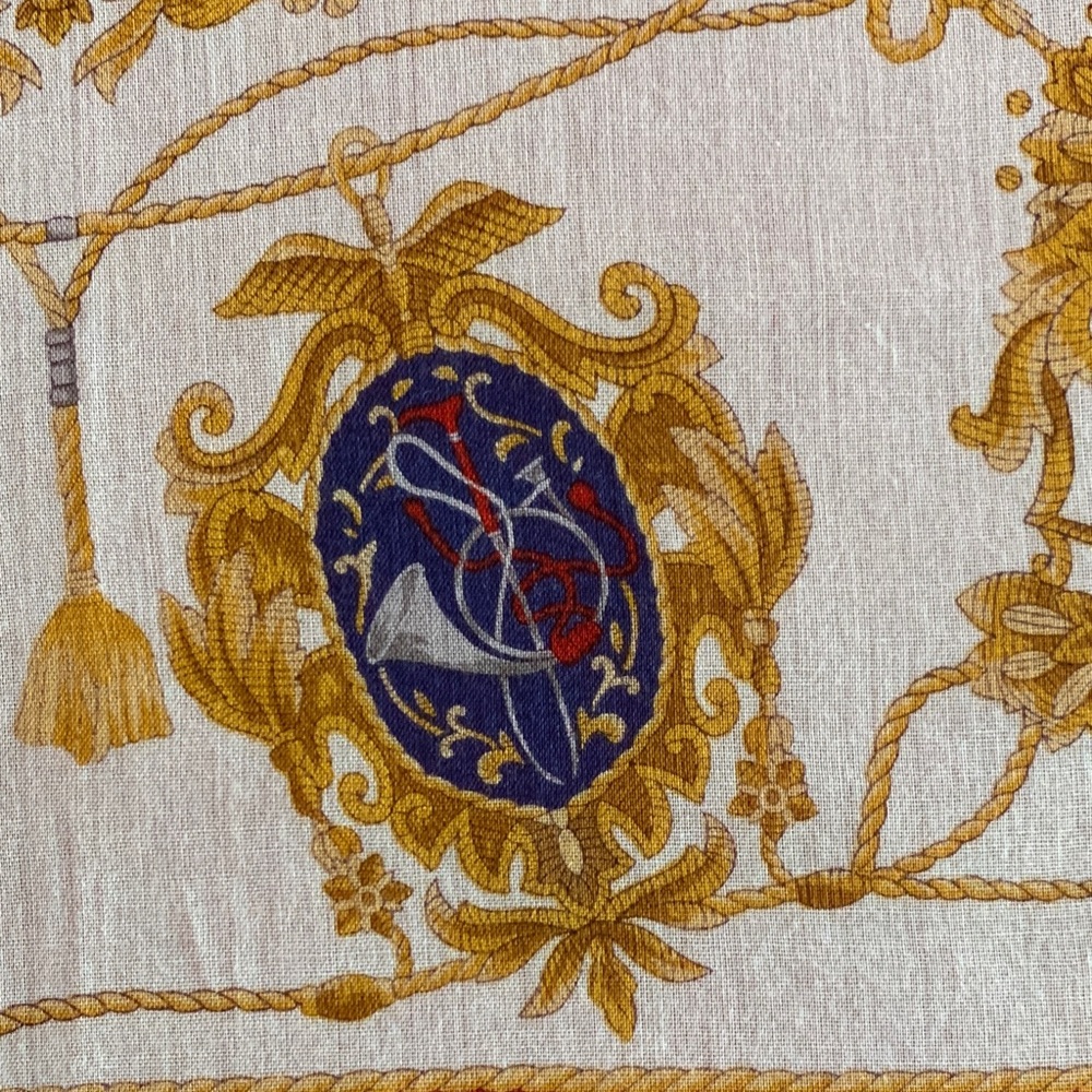 Celine Red, Blue and Gold Scarf with Carriage Motif - Picture 6 of 6